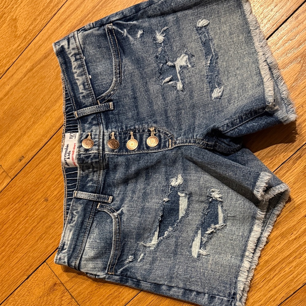 New without tags, abercrombie kids Distressed Button-Fly Denim Shorts - Blue